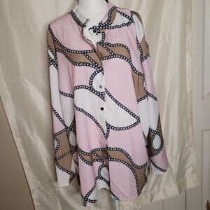 Pink and Brown Chain Pattern Shirt 4XL